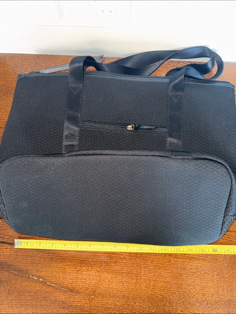 Elliott Lucca Black Textured Tote with Key Charm